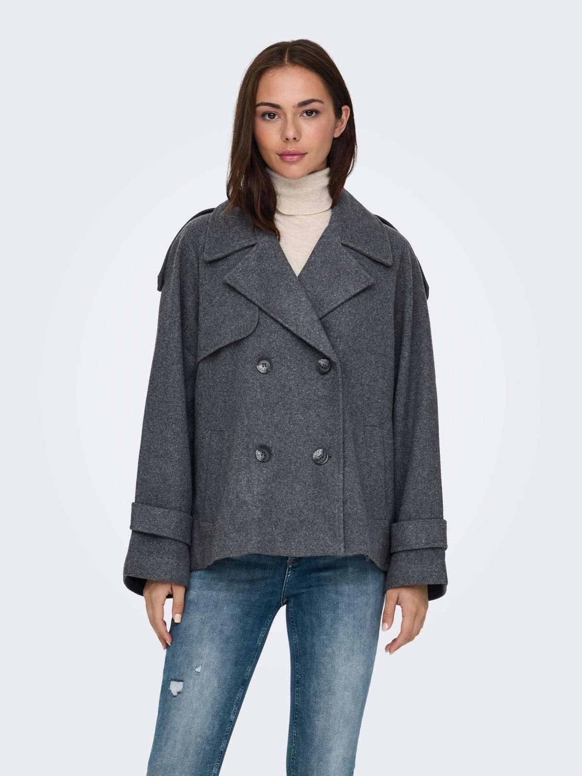 온리 더블브레스트 그레이 트렌치코트 15336710_2383_1161979 GREY / DARK GREY MELANGE - 상품 이미지
