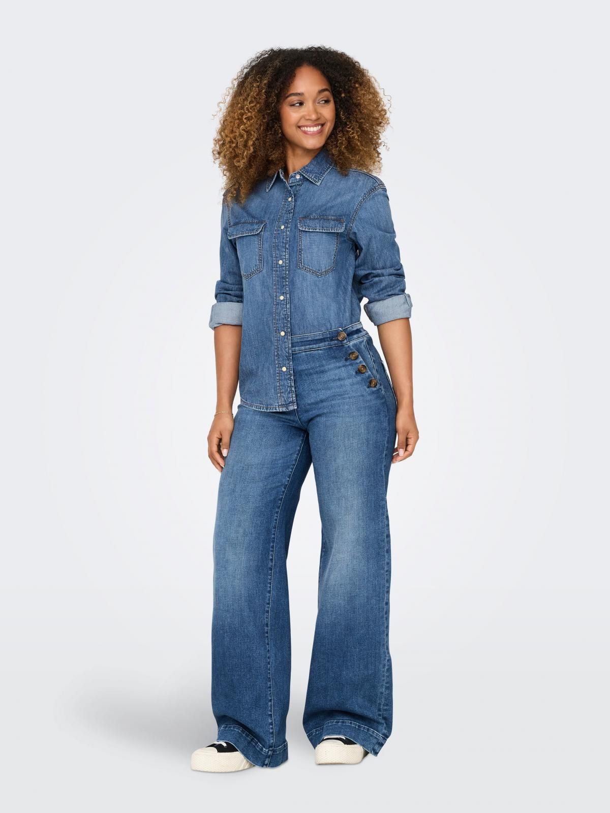 온리 데님 루즈핏 긴팔 셔츠 15325561_2114 BLUE / DARK BLUE DENIM - 상세 이미지 5