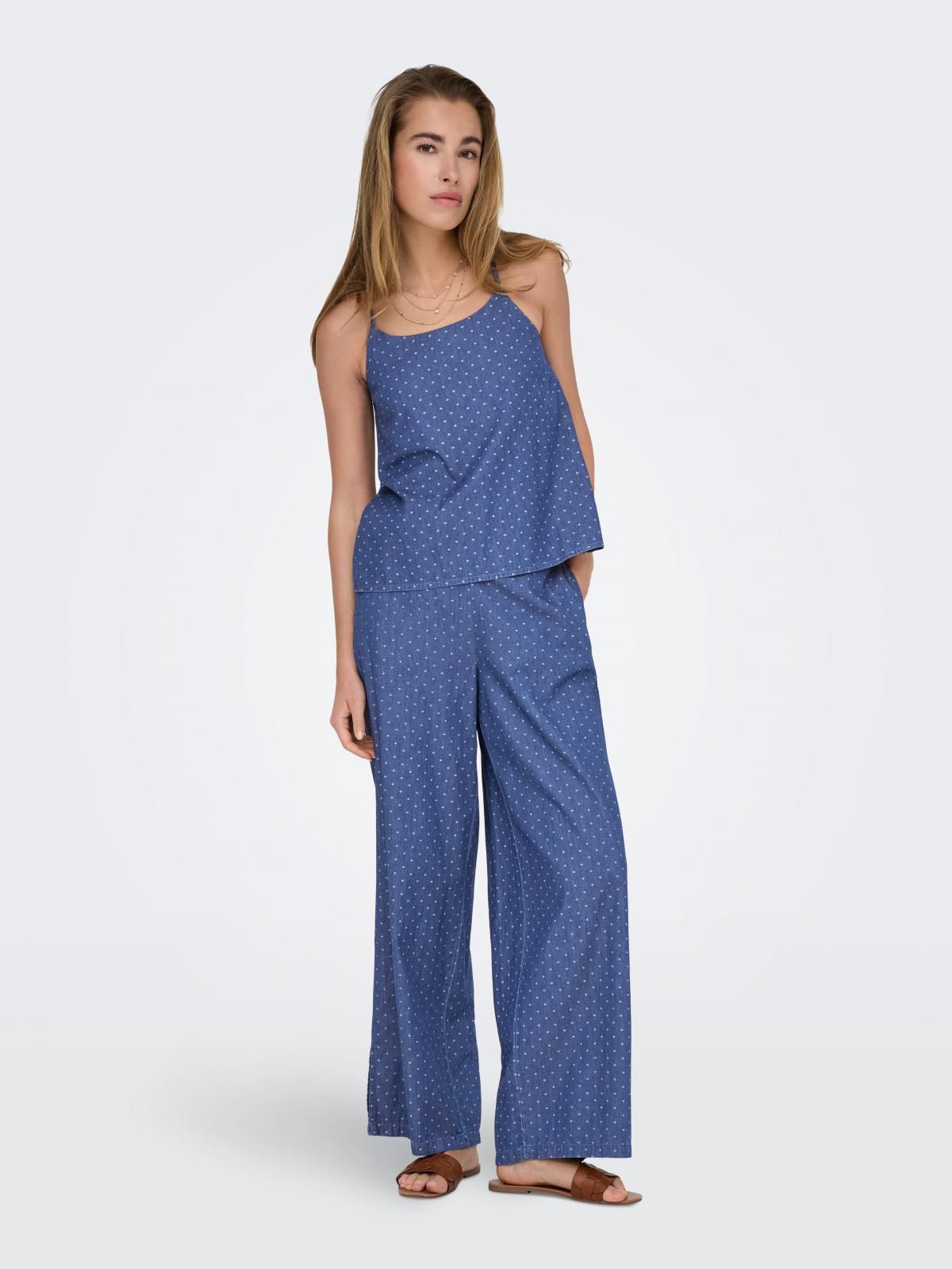 온리 도트 패턴 브이넥 스트랩 탑 15343005_2115_1167319 BLUE / MEDIUM BLUE DENIM - 상세 이미지 5