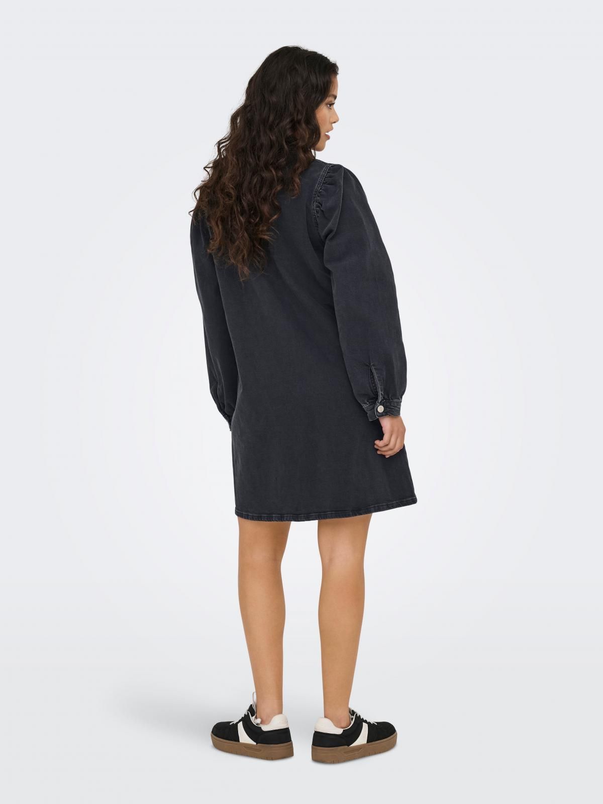 온리 데님 퍼프소매 셔츠카라 미니 원피스 15345570_8183 BLACK / WASHED BLACK - 상세 이미지 2