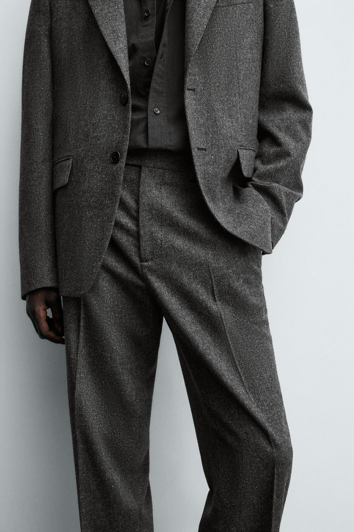 자라 프리미엄 울블렌드 텍스처 정장팬츠 9815/249 ANTHRACITE GREY - 상세 이미지 5