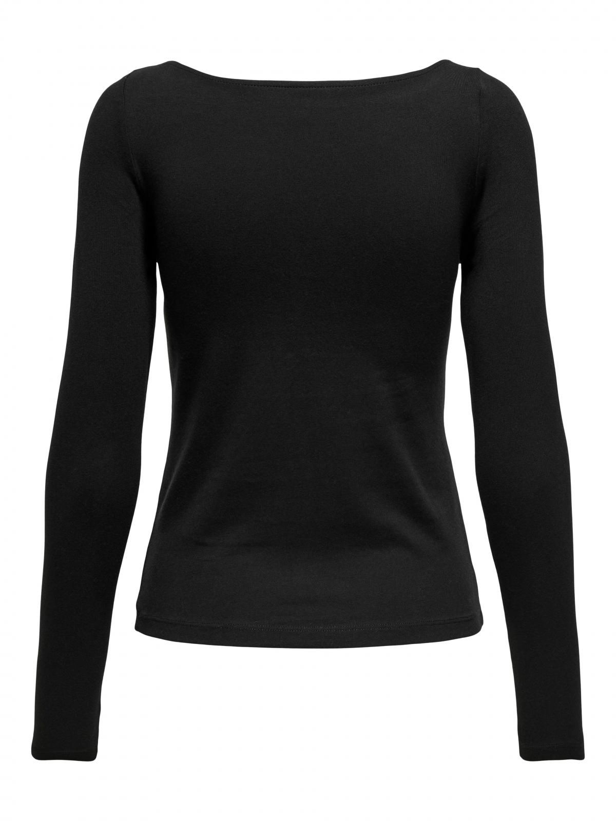 온리 베이직 라운드넥 슬림핏 긴팔 티셔츠 15327890_2161 BLACK / BLACK - 상세 이미지 4