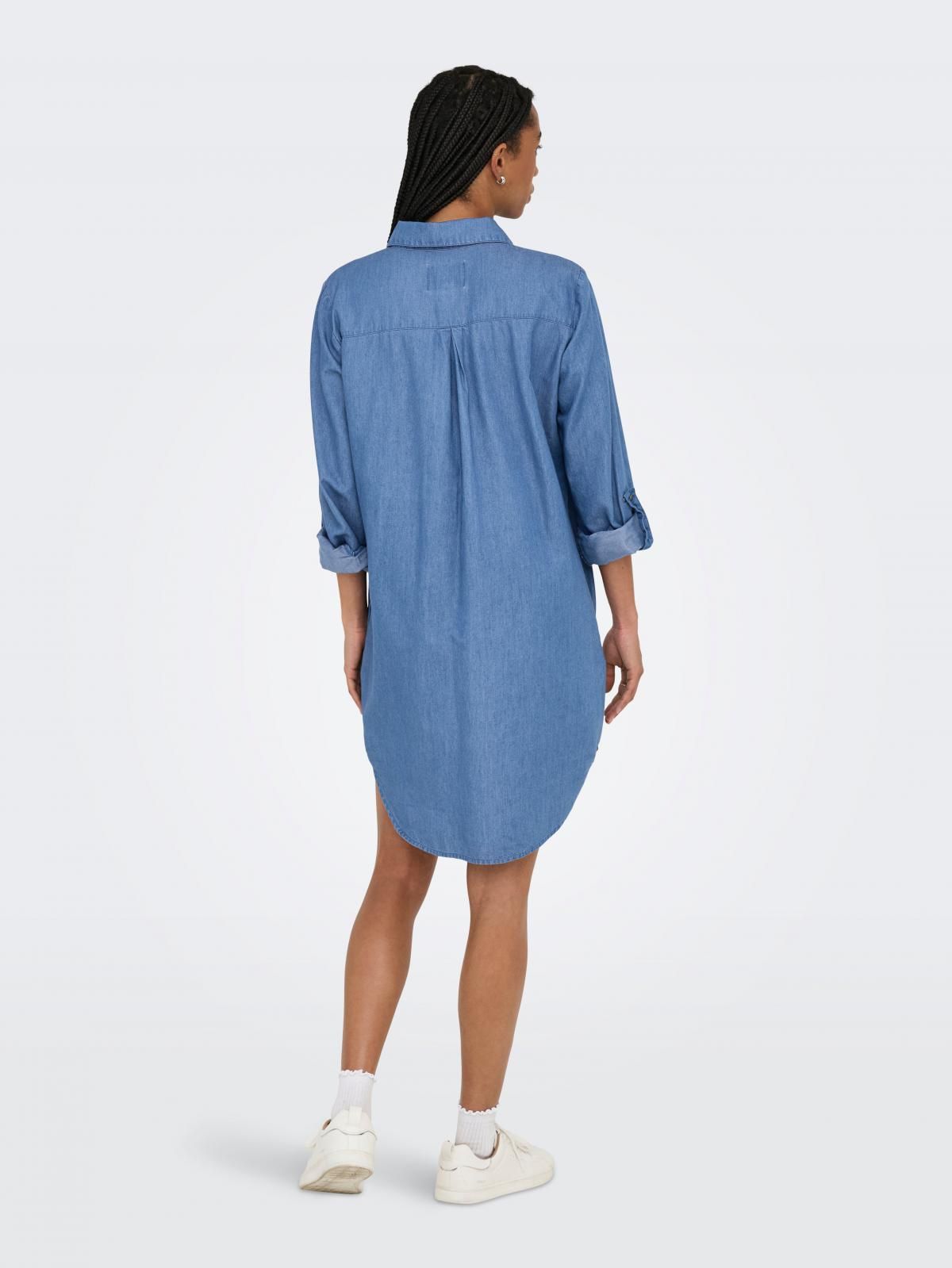 온리 데님 셔츠 미니 원피스 캐주얼 15357595_2115 BLUE / MEDIUM BLUE DENIM - 상세 이미지 2