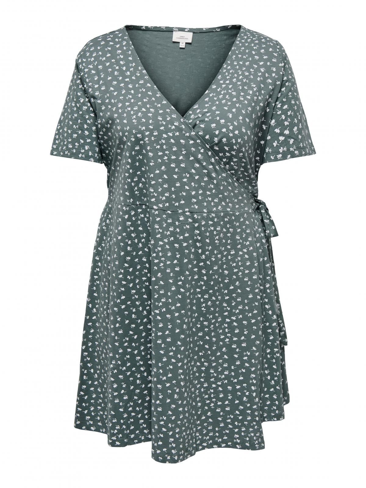 온리 플로럴 랩 스타일 브이넥 미니 원피스 15252981_1469_1042174 GREEN / BALSAM GREEN - 상세 이미지 3