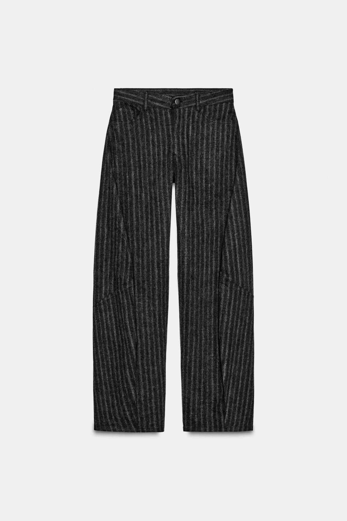 자라 스트라이프 와이드핏 벌룬 팬츠 5216/278 GREY MARL 이미지 8