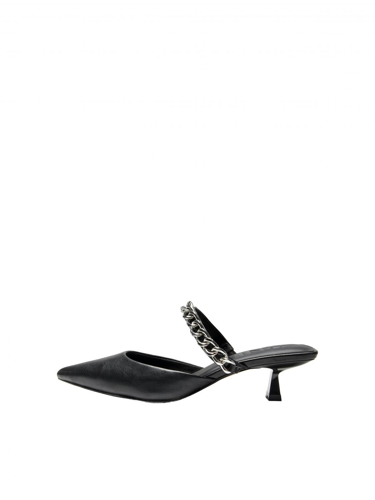 온리 체인 스트랩 블랙 로우힐 뮬 15278231_2161_1006619 BLACK / BLACK - 상품 이미지