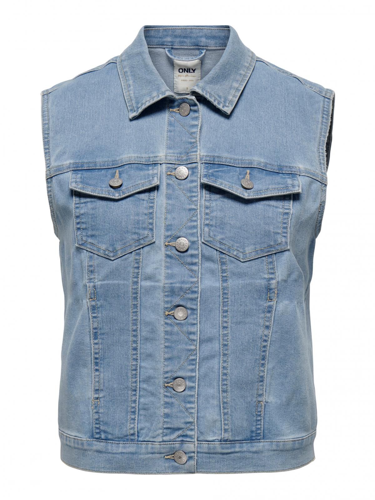 온리 트렌디 데님 베스트 버튼 민소매 15257925_2116 BLUE / LIGHT BLUE DENIM - 상세 이미지 4