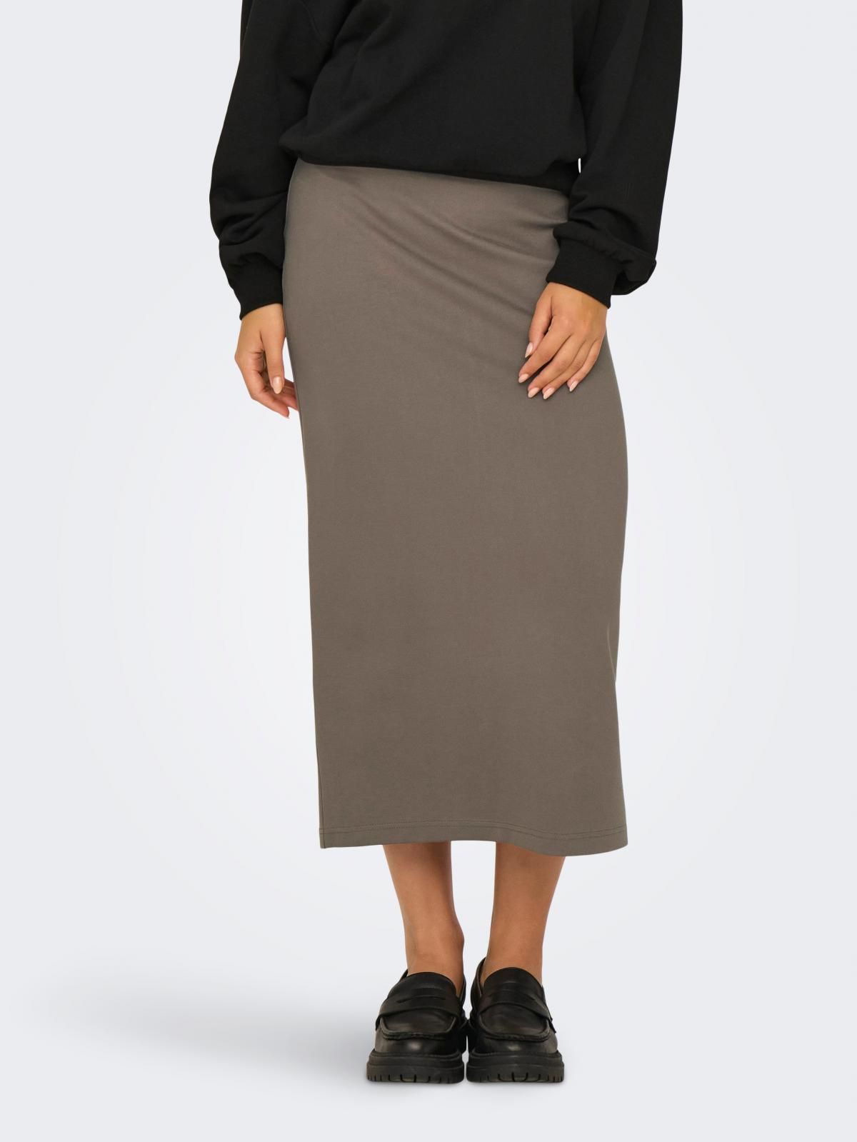 온리 엘라스틱 테크니컬 롱 펜슬 스커트 15324950_120 GREY / WALNUT - 메인 이미지