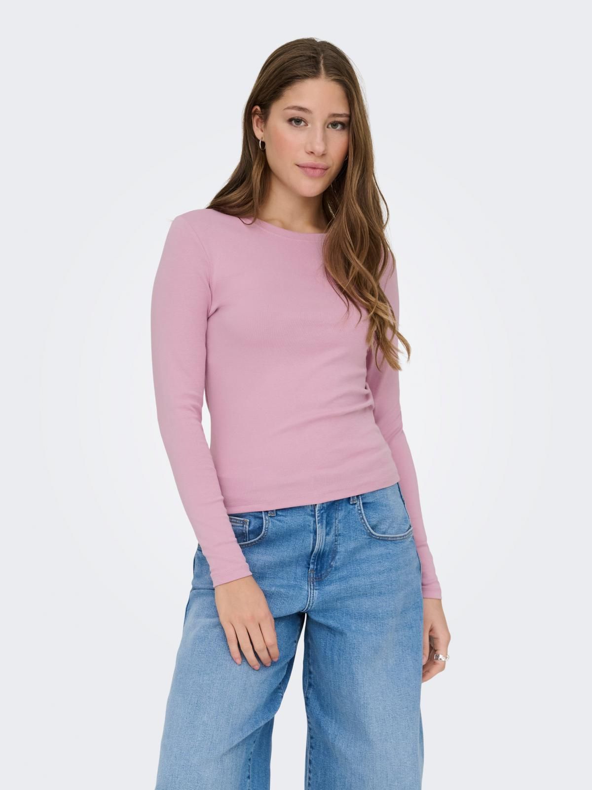 온리 베이직 소프트 슬림핏 긴팔 티셔츠 15323159_1024 PURPLE / MAUVE MIST - 상세 이미지 2