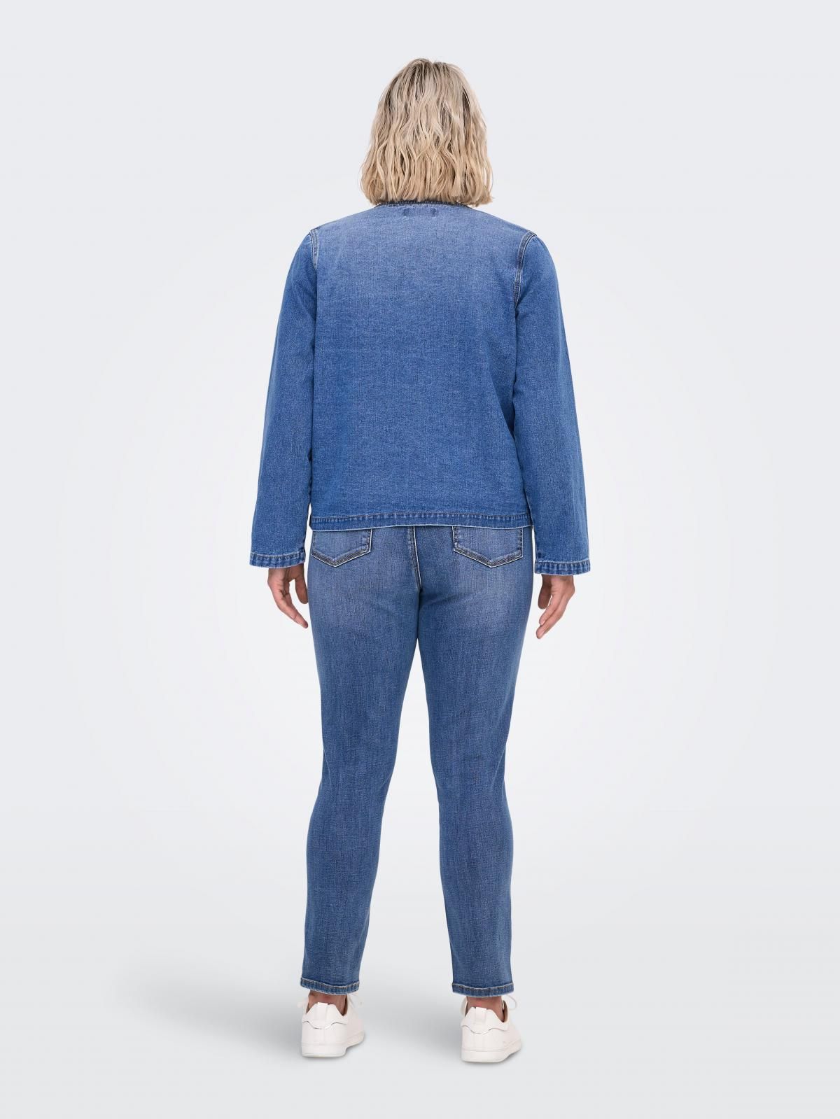 온리 커브핏 데님 라운드넥 리본 재킷 15355475_2115 BLUE / MEDIUM BLUE DENIM - 상세 이미지 2