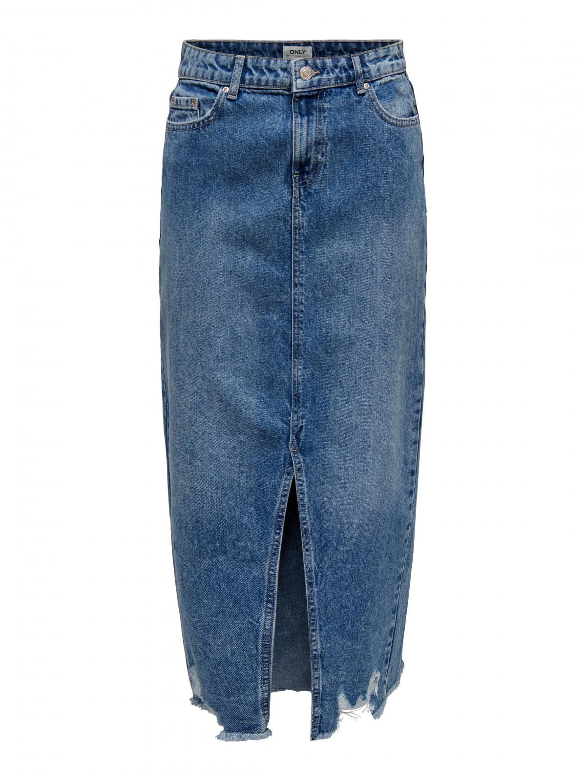 온리 빈티지 데님 롱 스커트 슬릿 15324102_2115 BLUE / MEDIUM BLUE DENIM - 상세 이미지 3
