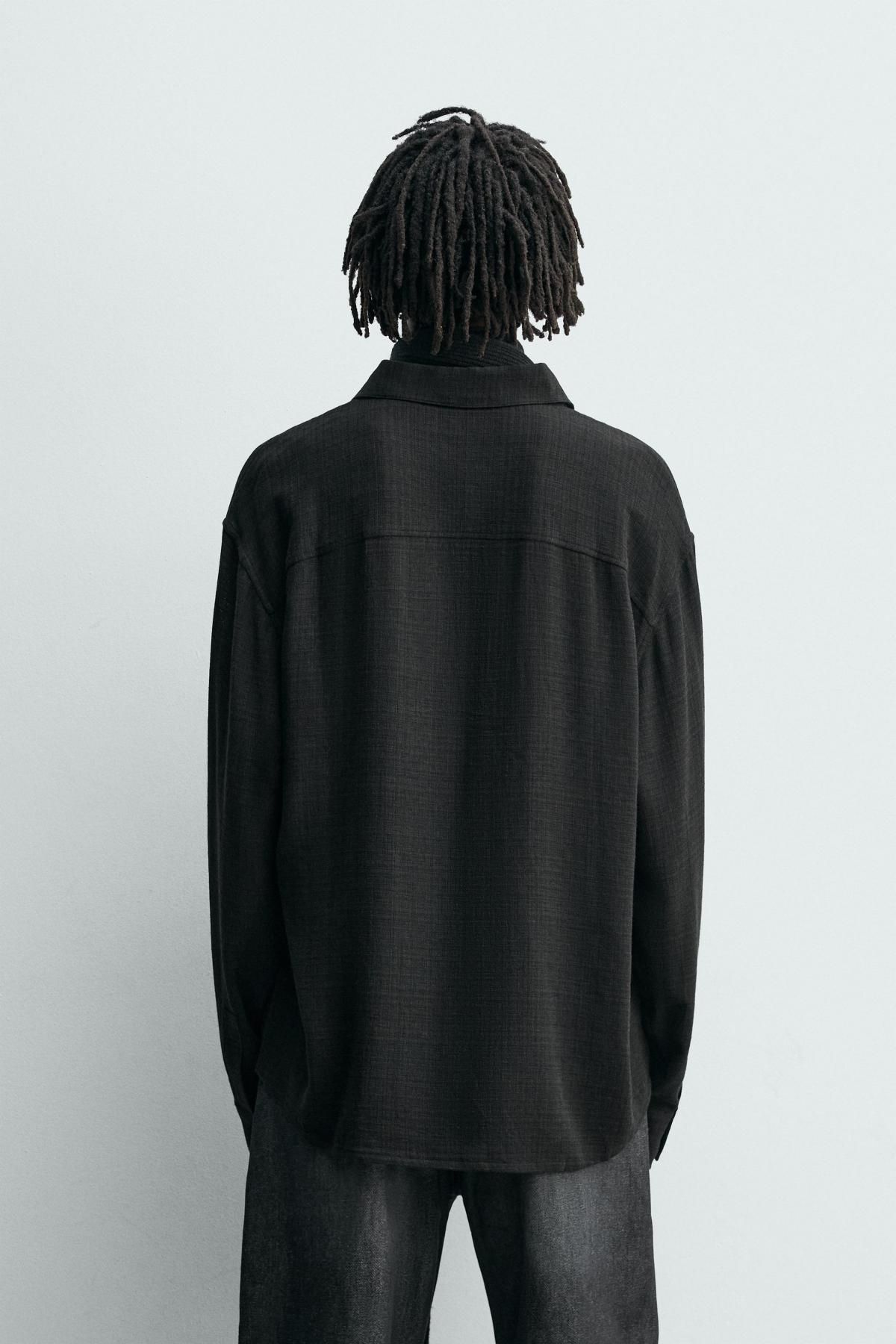 자라 테크니컬 릴렉스핏 텍스처 블랙 셔츠 1450/304 BLACK - 상세 이미지 4