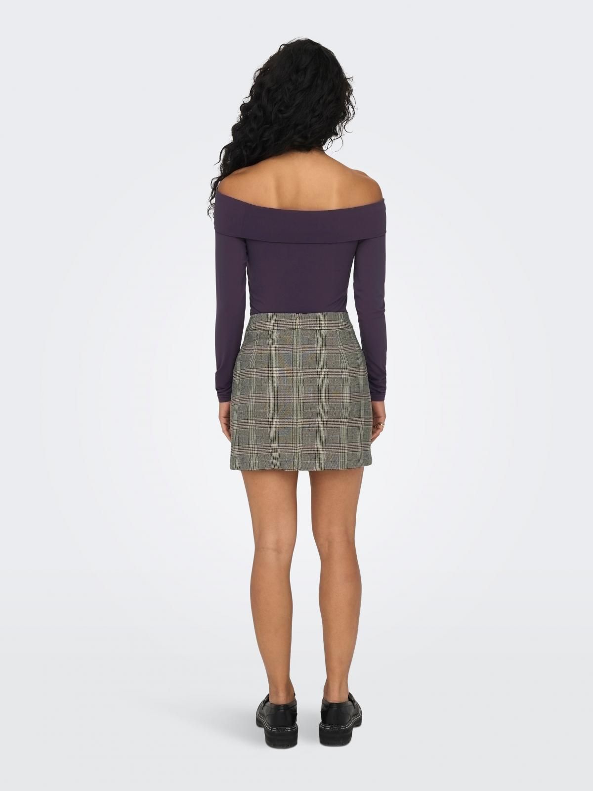 온리 체크 슬릿 미니 스커트 15299088_6103_1046748 BROWN / IRISH CREAM - 상세 이미지 2