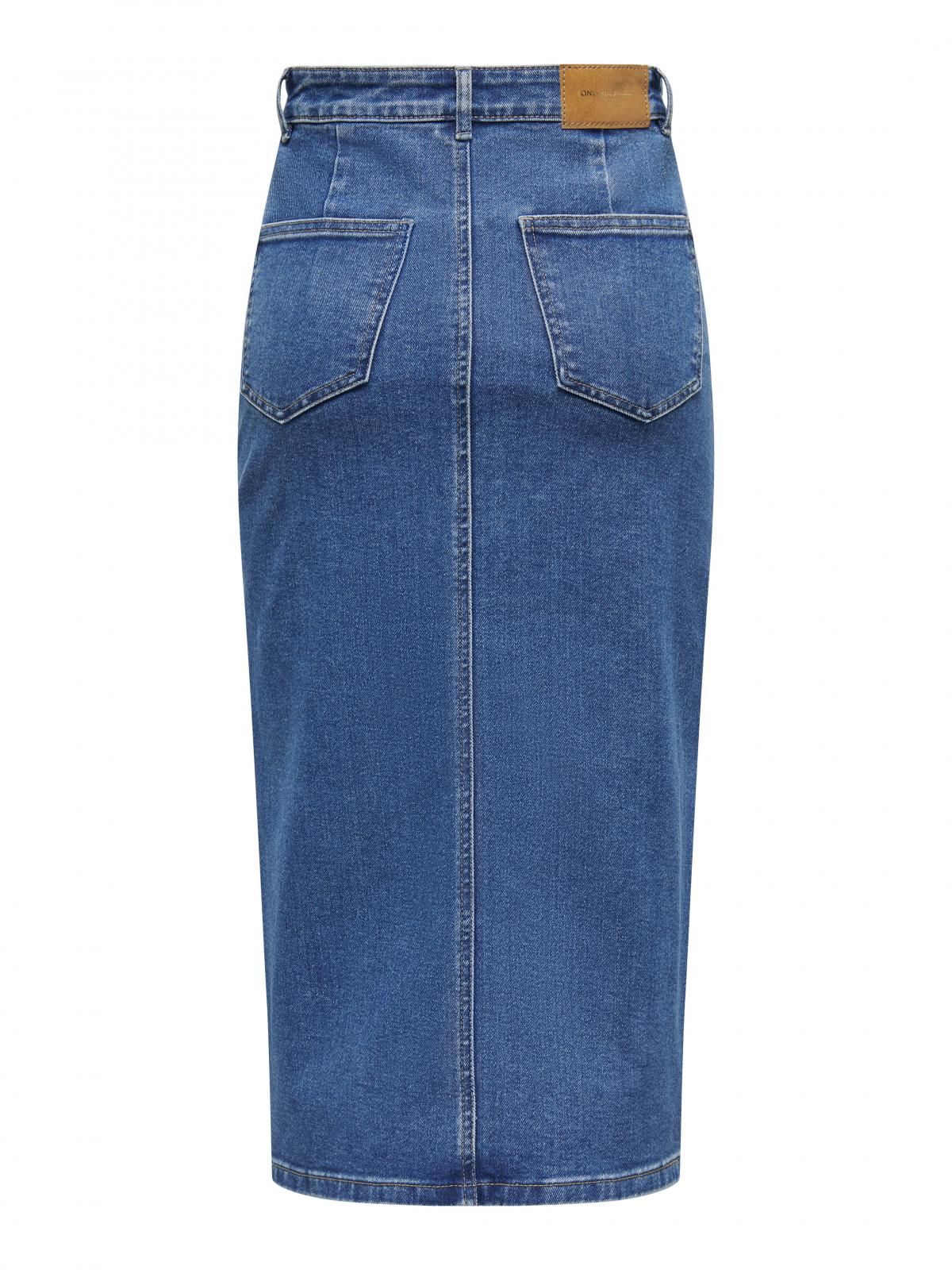 온리 데님 미디 트렌디 슬릿 스커트 15324365_2115 BLUE / MEDIUM BLUE DENIM - 상세 이미지 4