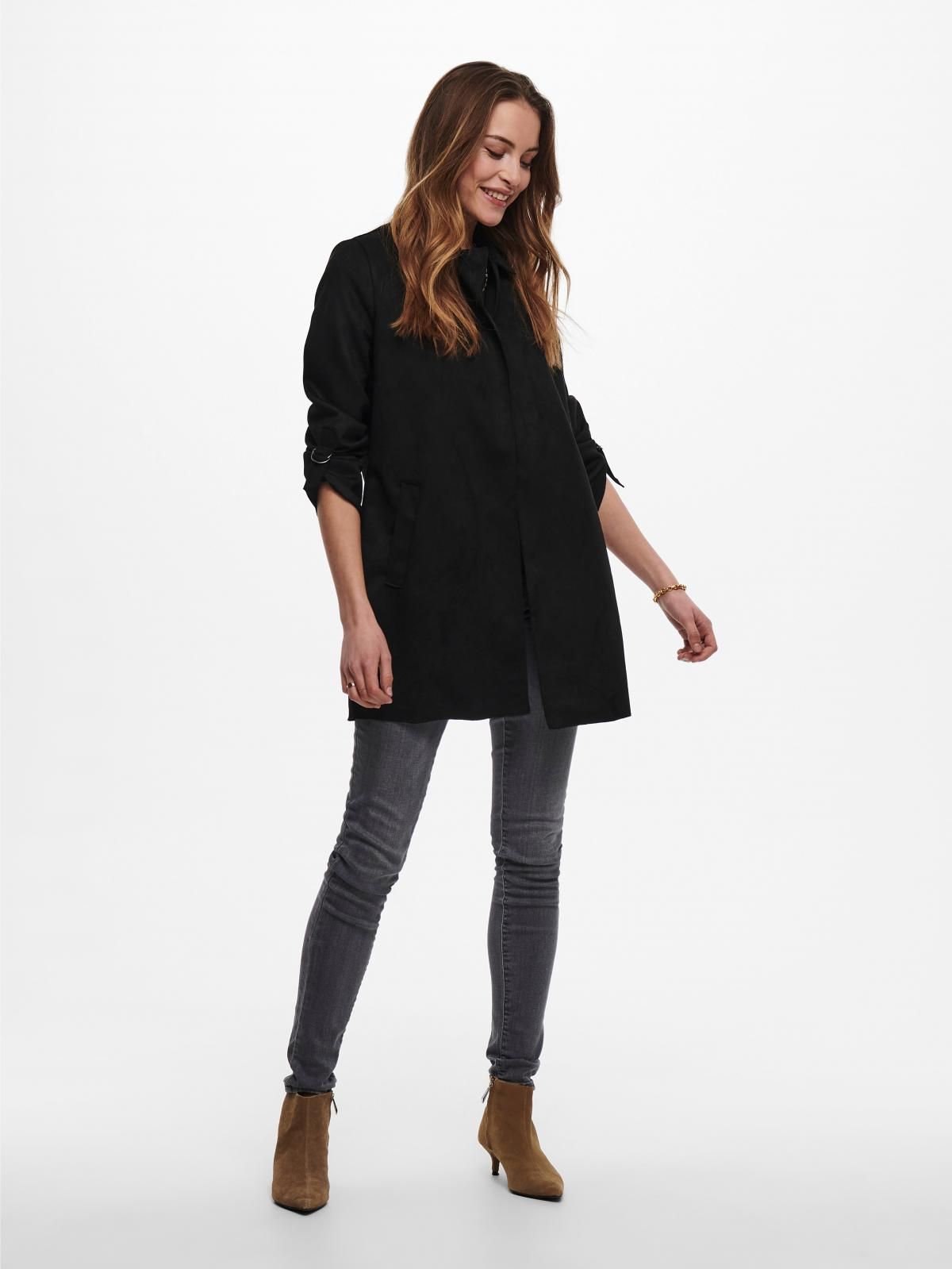 온리 테크니컬 롤업 롱 코트 15179864_2161 BLACK / BLACK - 상세 이미지 5