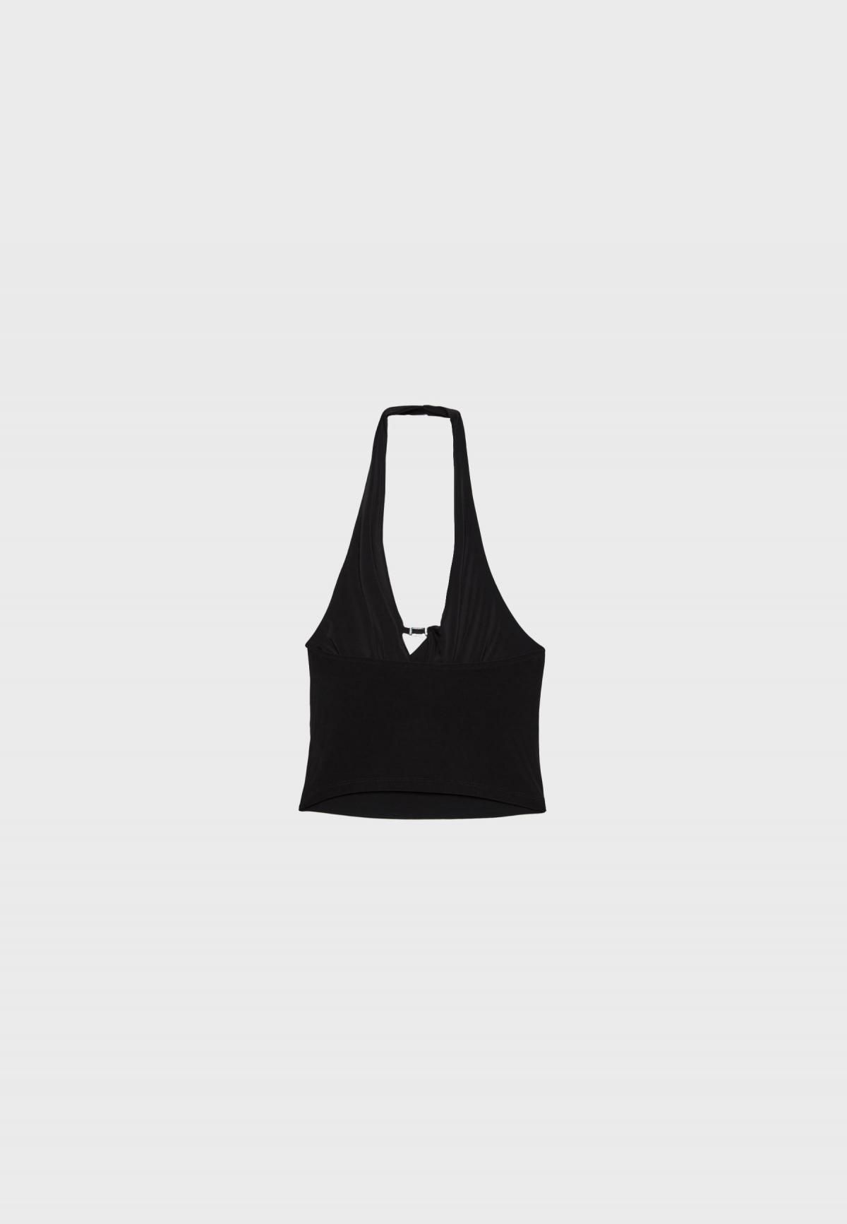스트라디바리우스 메탈 디테일 드레이프 홀터넥 탑 6785/983 BLACK - 상세 이미지 2