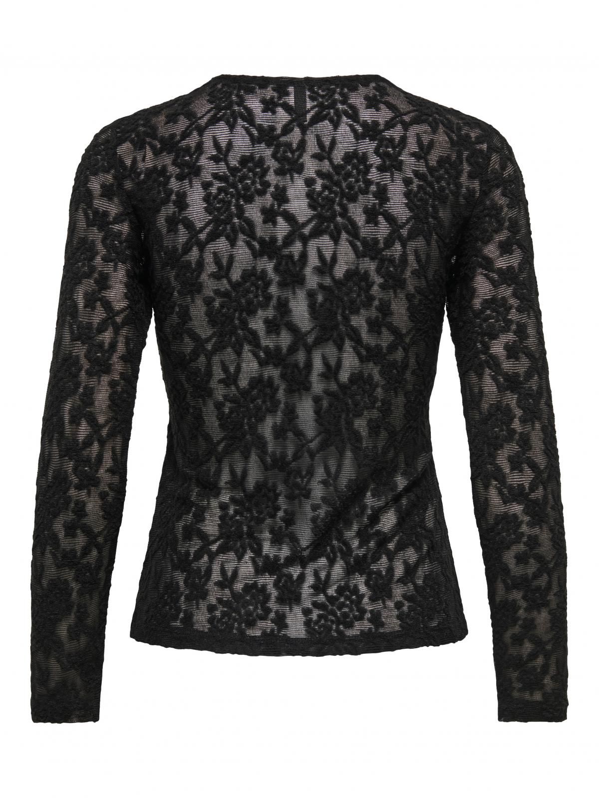 온리 레이스 시스루 블랙 라운드넥 긴팔 탑 15356155_2161 BLACK / BLACK - 상세 이미지 4