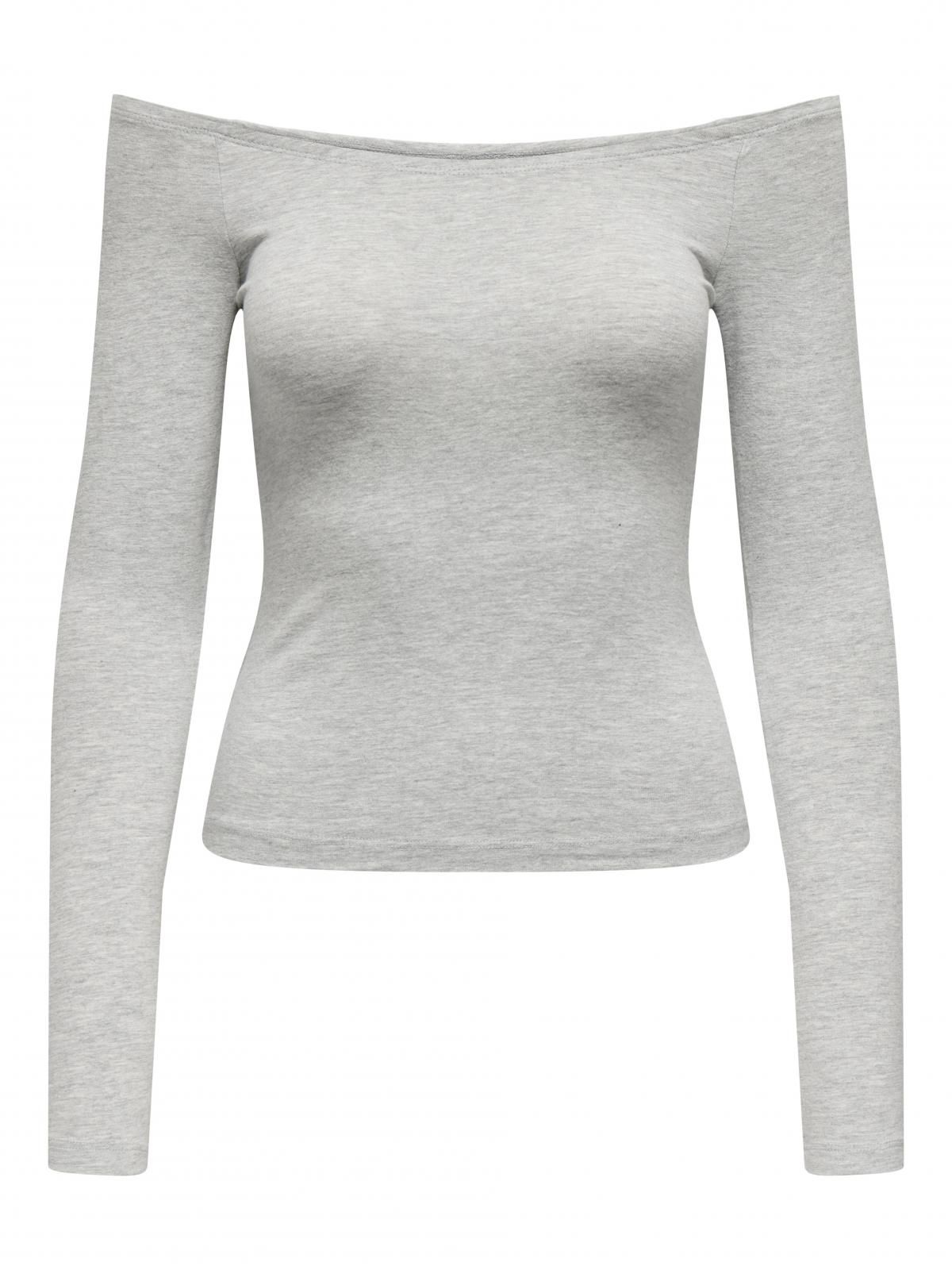 온리 베이직 오프숄더 슬림핏 긴팔 티셔츠 15348137_2381 GREY / LIGHT GREY MELANGE - 상세 이미지 3