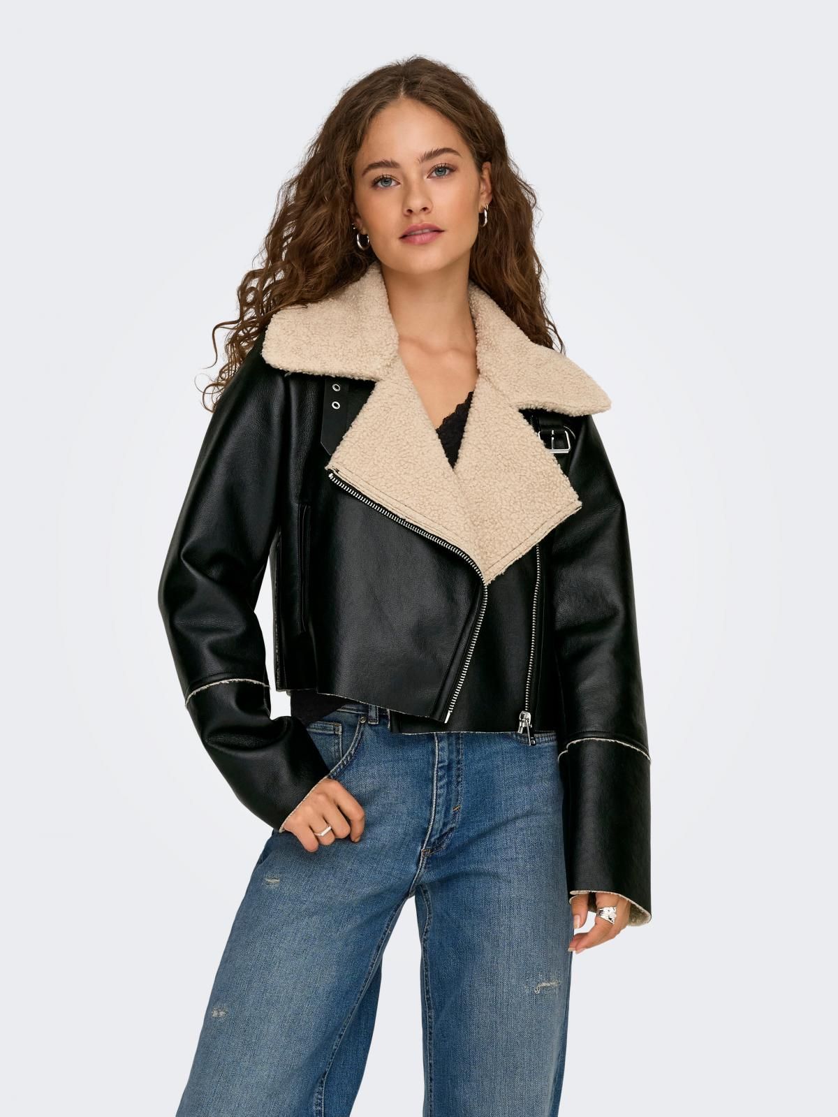 온리 테크니컬 무스탕 라이더 숏코트 15349067_2161_1189323 BLACK / BLACK - 상품 이미지