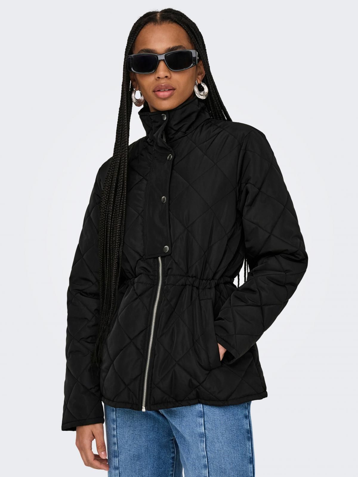 온리 테크니컬 퀼팅 하이넥 재킷 15354432_2161 BLACK / BLACK - 상품 이미지