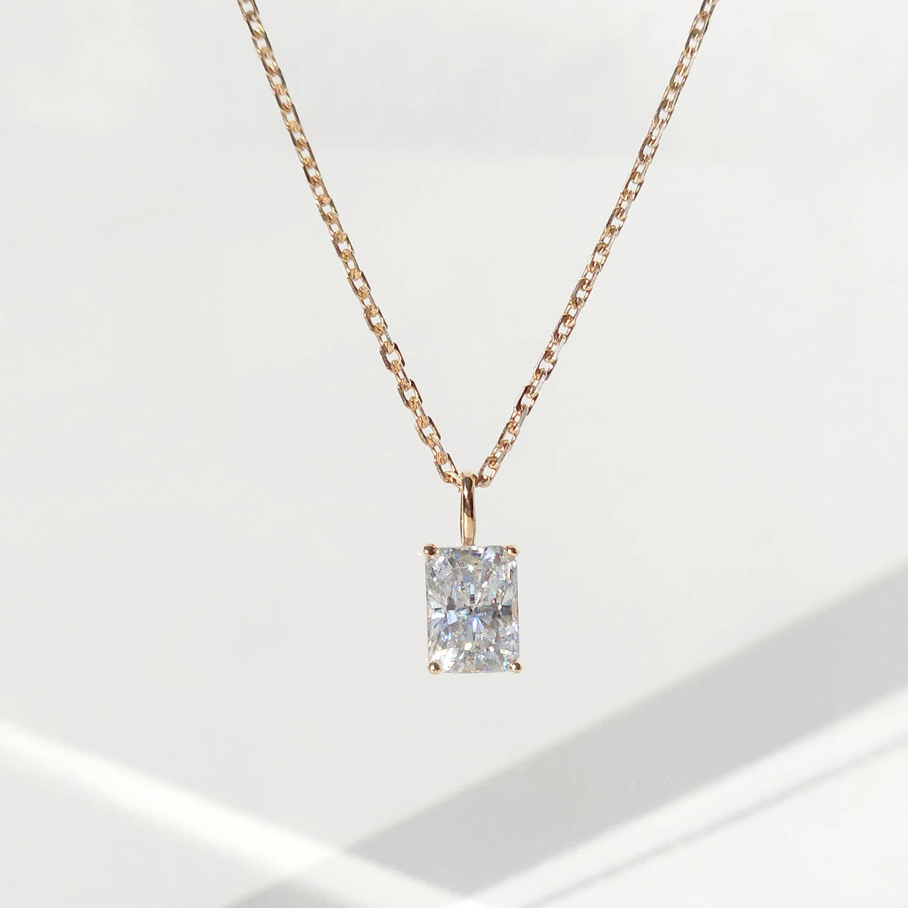 랩다이아 사각 펜던트 라디언트컷 목걸이 1캐럿 2캐럿 3캐럿 IGI D컬러 14k 18k - 상세 이미지 2