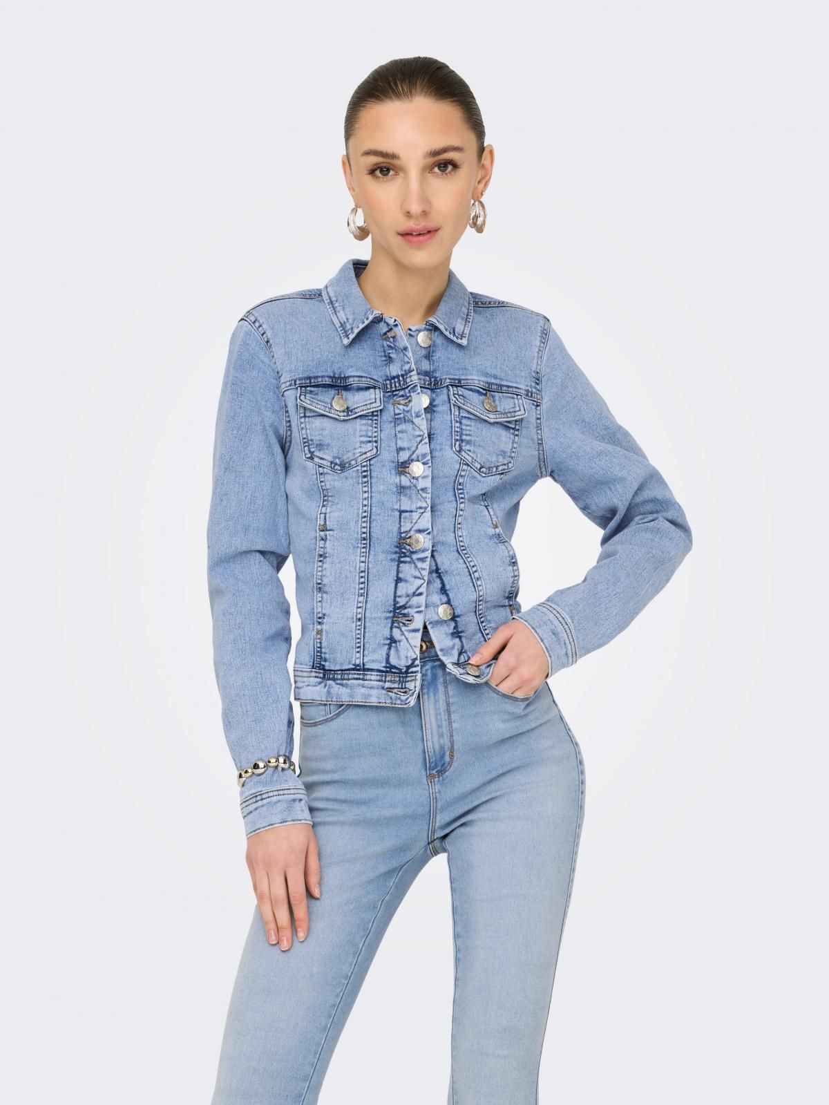 온리 빈티지 테크니컬 라이트 데님 재킷 15350326_2116 BLUE / LIGHT BLUE DENIM - 상세 이미지 2