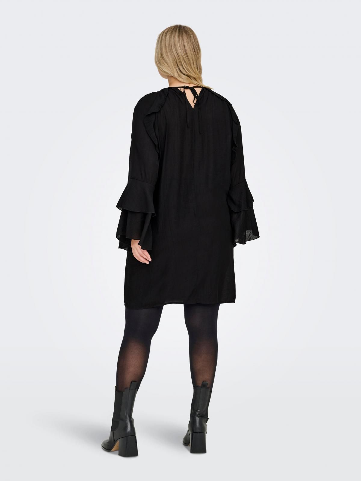 온리 빅사이즈 프릴 쉬폰 미니 원피스 블랙 15377749_2161 BLACK / BLACK - 상세 이미지 2