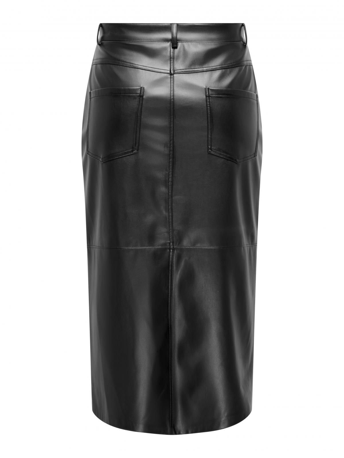 온리 테크니컬 페이크레더 롱 스커트 15331656_2161 BLACK / BLACK - 상세 이미지 4