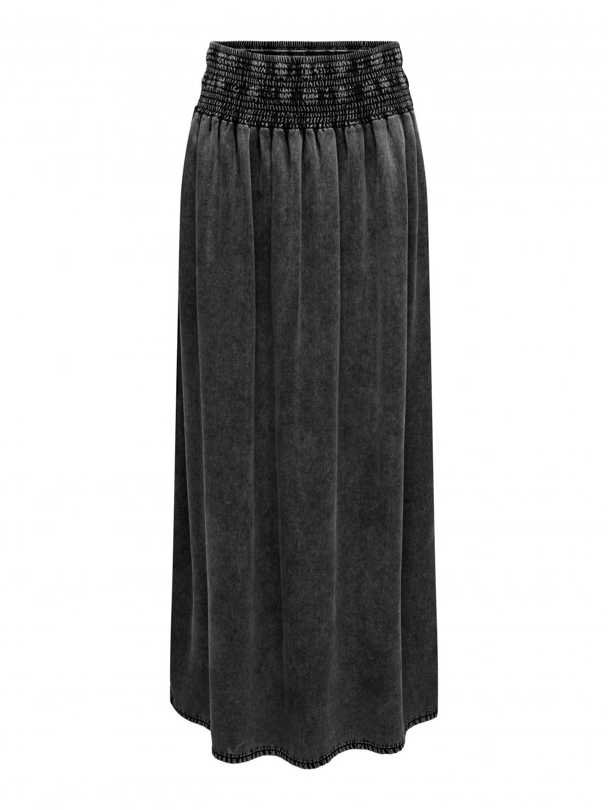 온리 하이웨이스트 롱 스커트 밴딩 캐주얼 15320036_8183 BLACK / WASHED BLACK - 상세 이미지 3