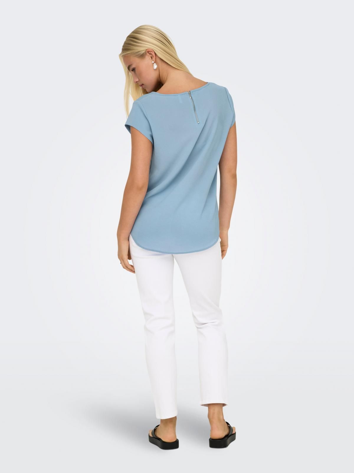 온리 데일리 라운드넥 반팔 티셔츠 블루 15142784_3013 BLUE / SOFT CHAMBRAY - 상세 이미지 3
