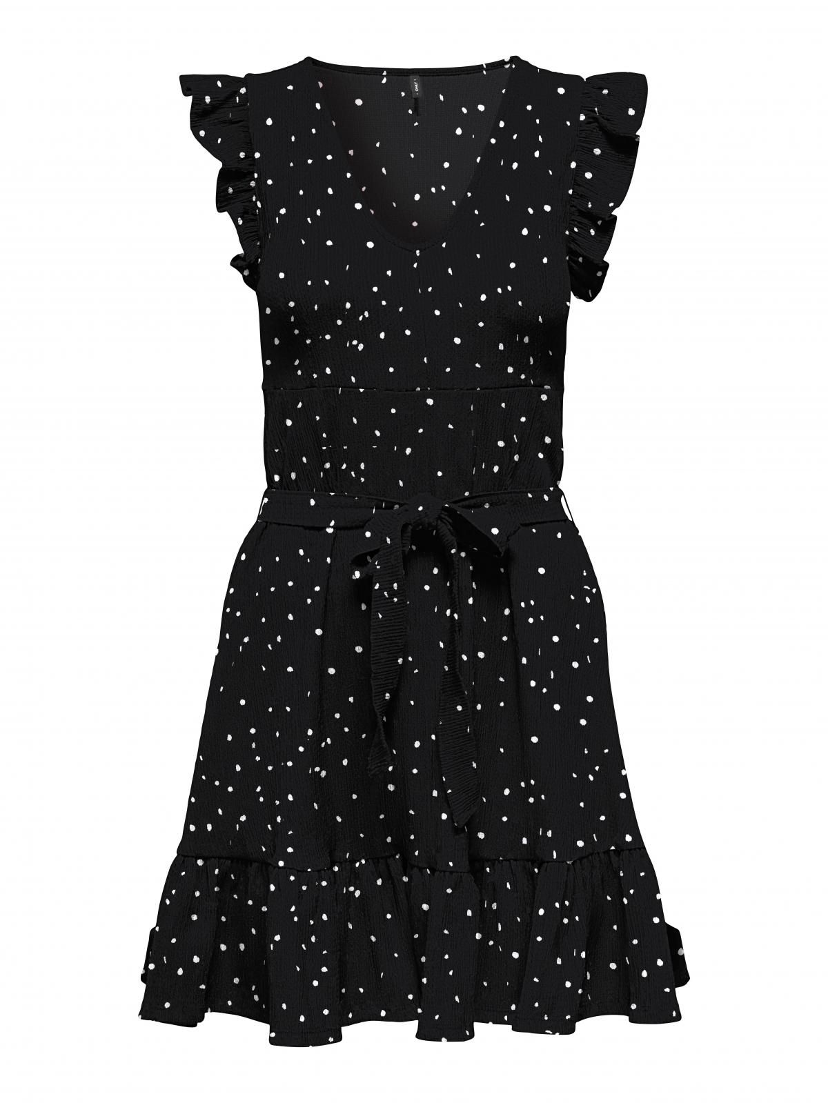 온리 프릴 브이넥 미니 원피스 도트패턴 15360716_2161_1269368 BLACK / BLACK - 상세 이미지 3