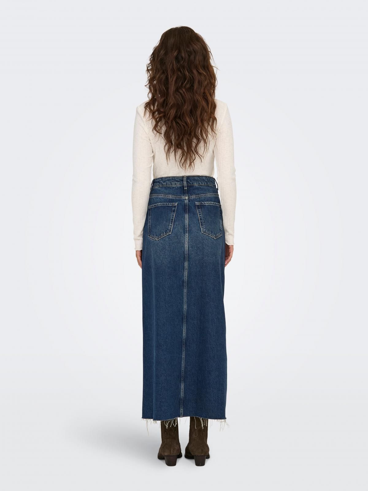 온리 데님 하이웨이스트 롱 스커트 15332996_2114 BLUE / DARK BLUE DENIM - 상세 이미지 2