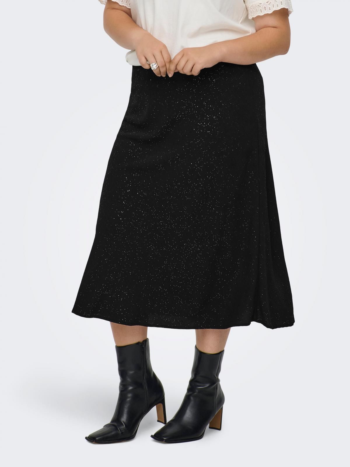 온리 빅사이즈 글리터 미디 스커트 15358827_2161_1223706 BLACK / BLACK - 상품 이미지