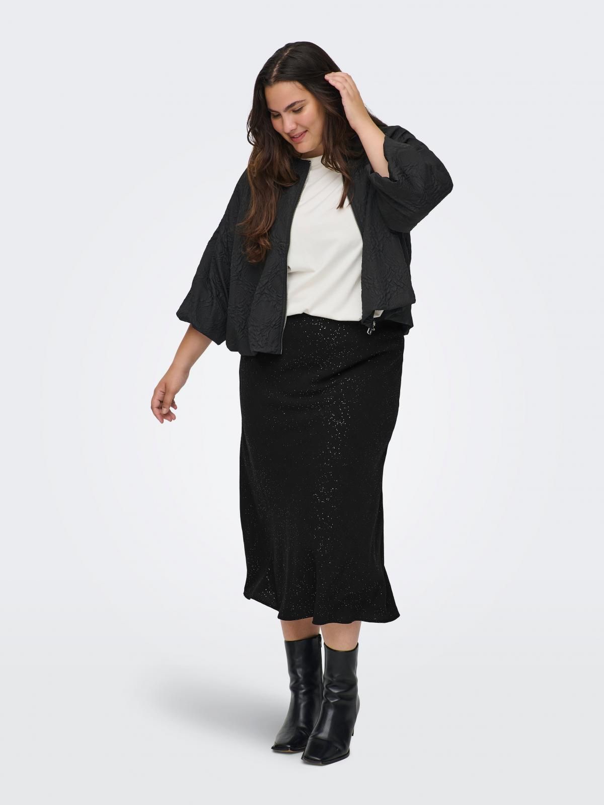 온리 빅사이즈 글리터 미디 스커트 15358827_2161_1223706 BLACK / BLACK - 상세 이미지 5