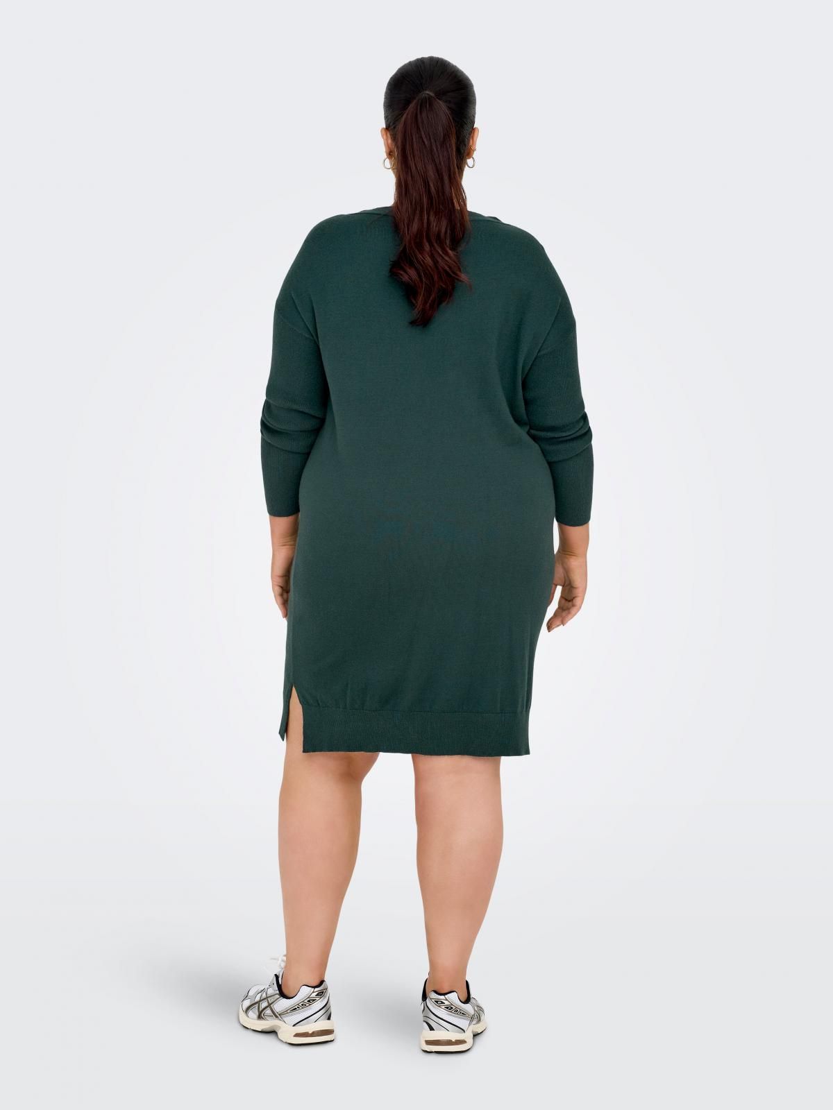 온리 테크니컬 브이넥 니트 미니 원피스 15263791_1640_980125 GREY / GREEN GABLES - 상세 이미지 2