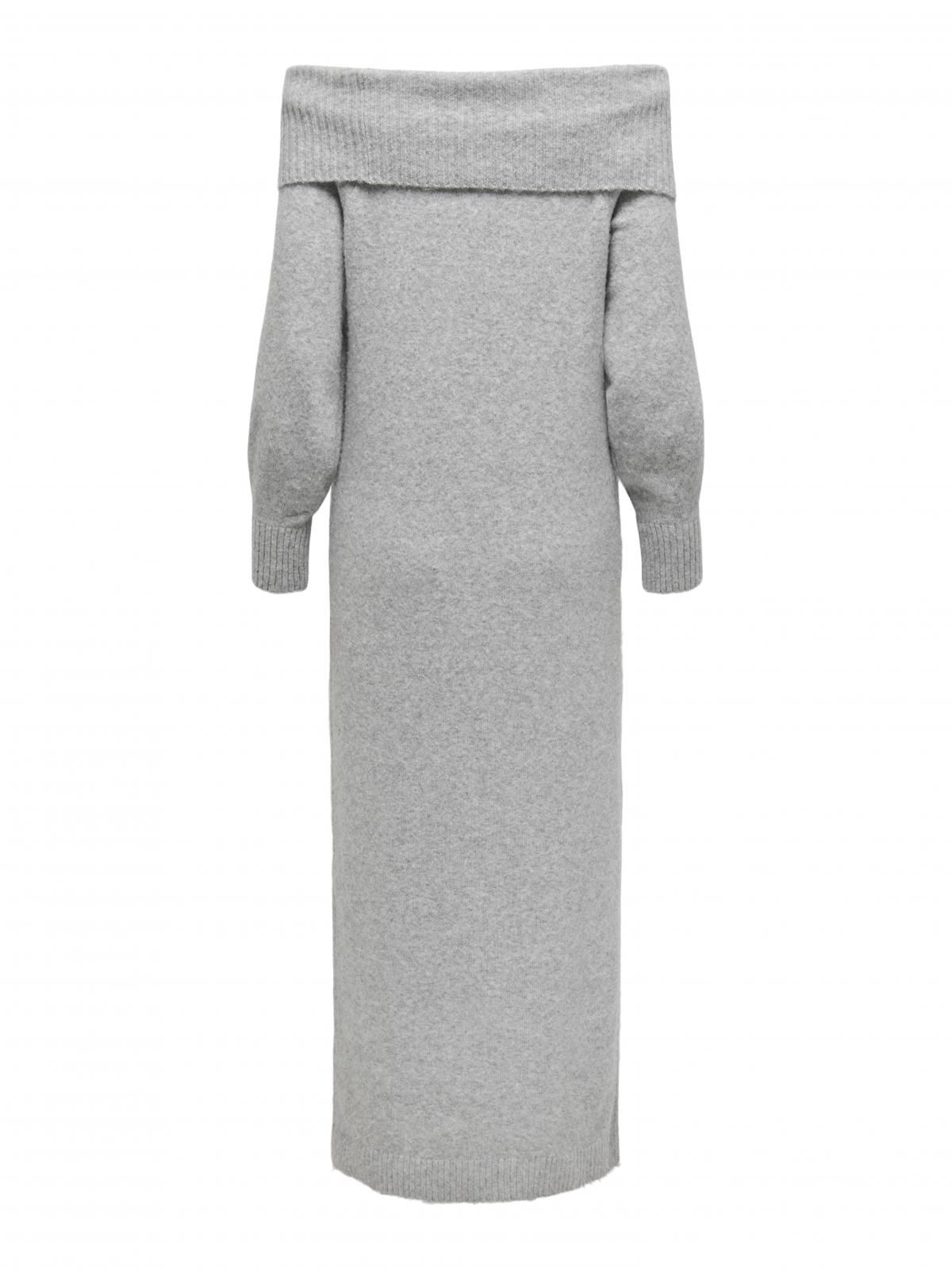 온리 테크니컬 니트 오프숄더 롱 원피스 15335398_2381 GREY / LIGHT GREY MELANGE - 상세 이미지 4