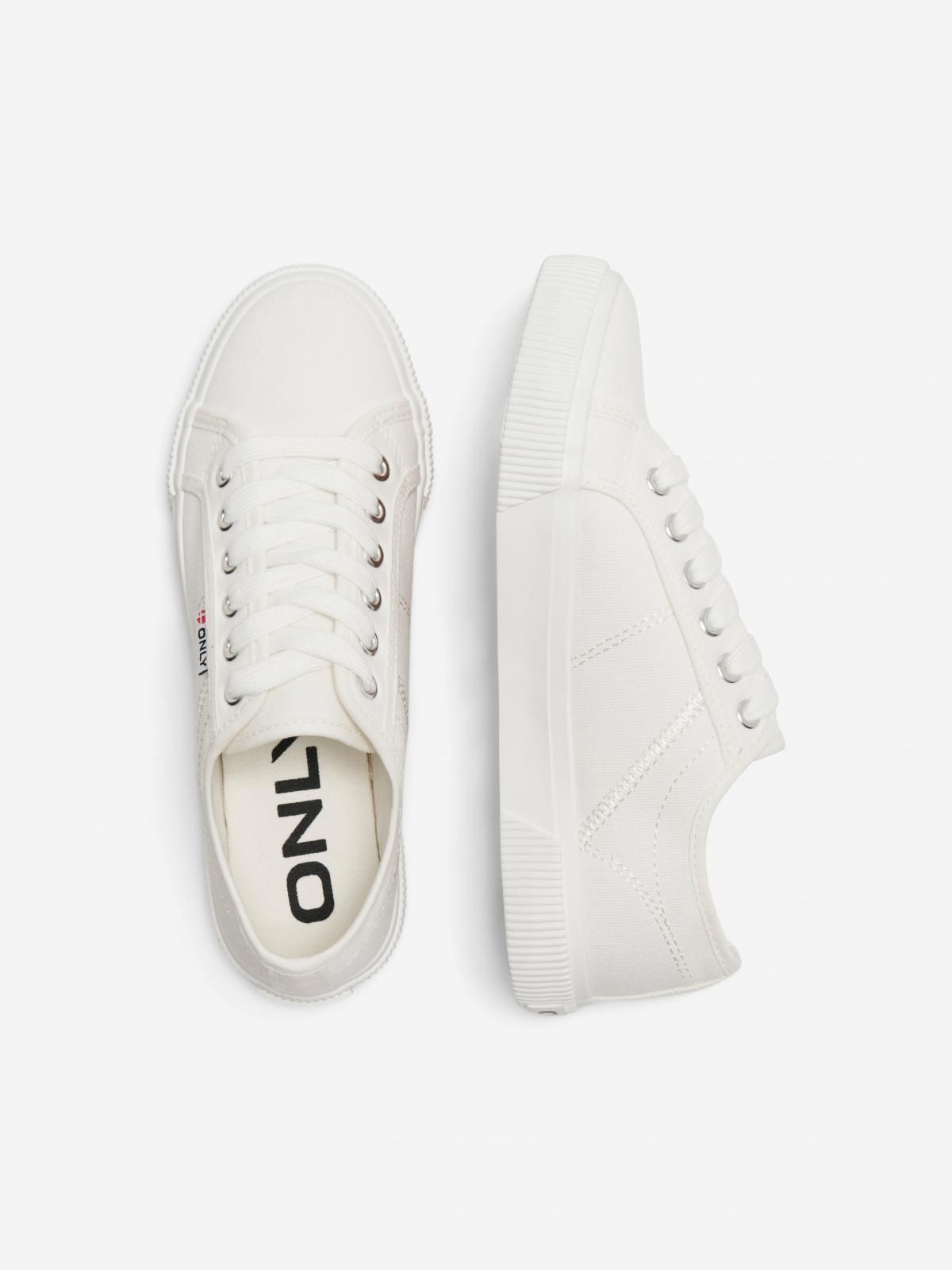 온리 베이직 캔버스 로우탑 스니커즈 15318098_2206 WHITE / WHITE - 상세 이미지 3