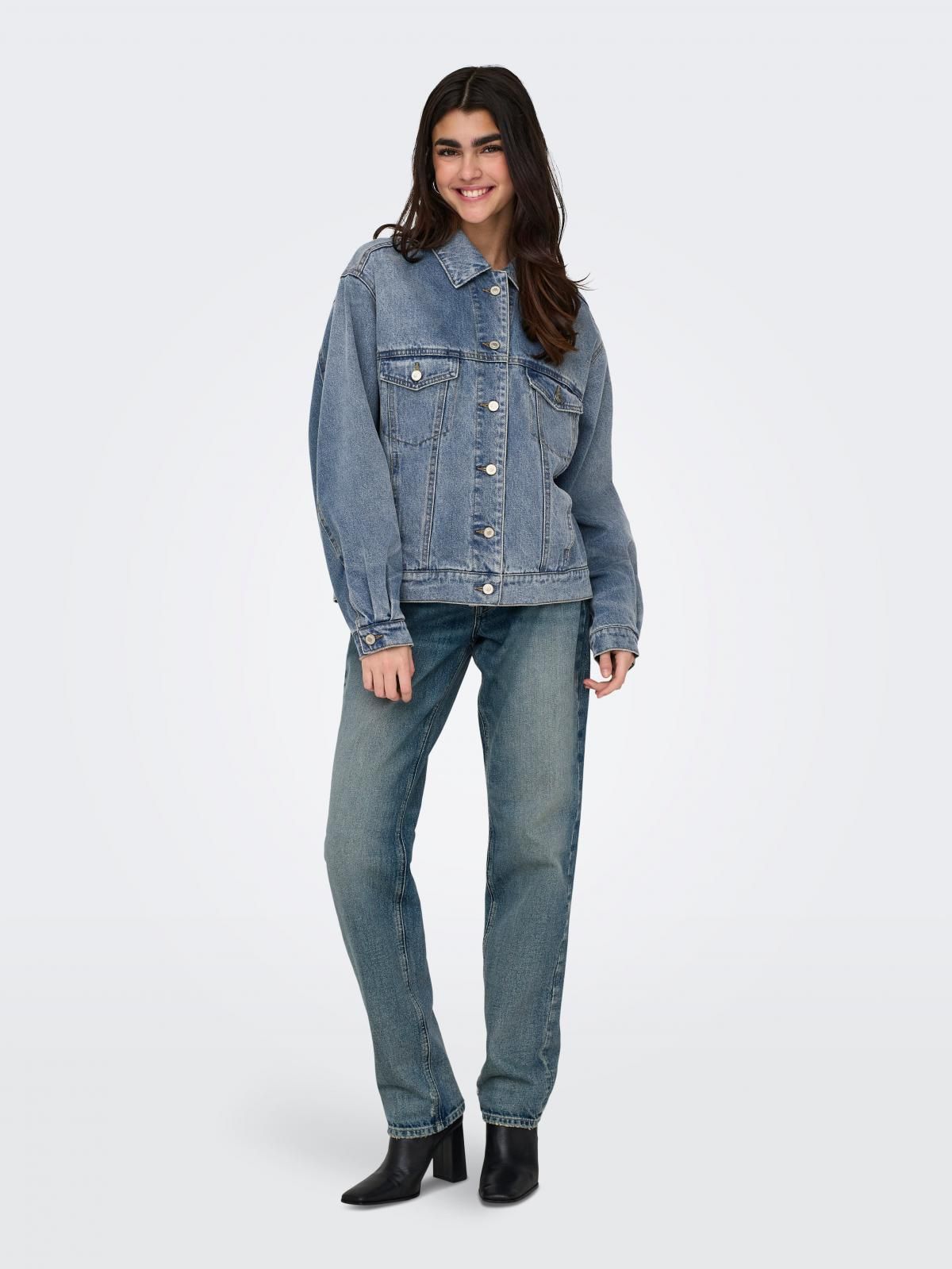 온리 트렌디 중청 데님 재킷 15311684_2115 BLUE / MEDIUM BLUE DENIM - 상세 이미지 5