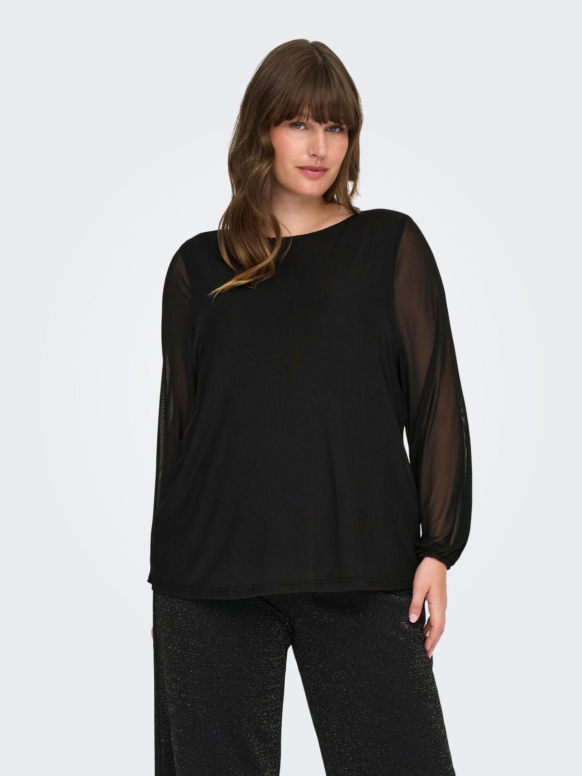 온리 빅사이즈 시스루 블랙 블라우스 15358961_2161 BLACK / BLACK - 상품 이미지