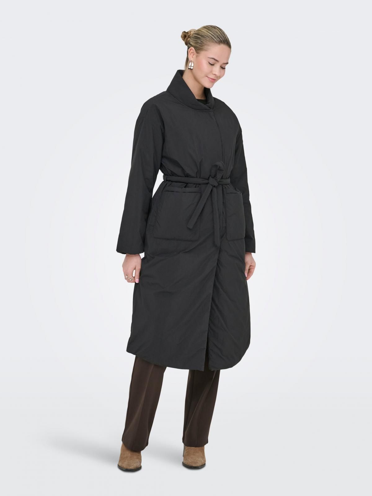 온리 벨티드 롱 패딩 코트 15353154_2161 BLACK / BLACK - 상품 이미지