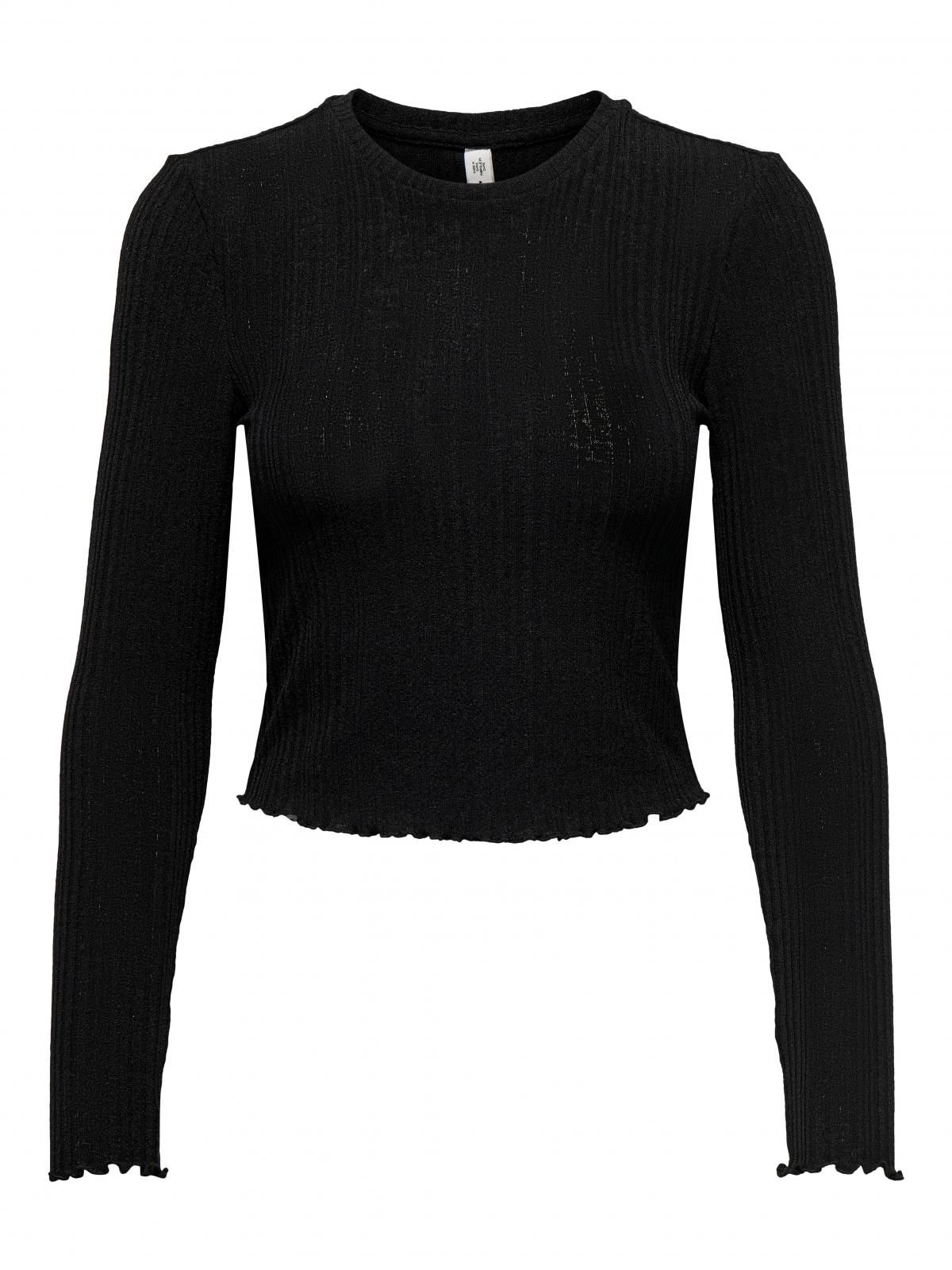 온리 베이직 라운드넥 긴팔 티셔츠 15299623_2161 BLACK / BLACK - 상세 이미지 3