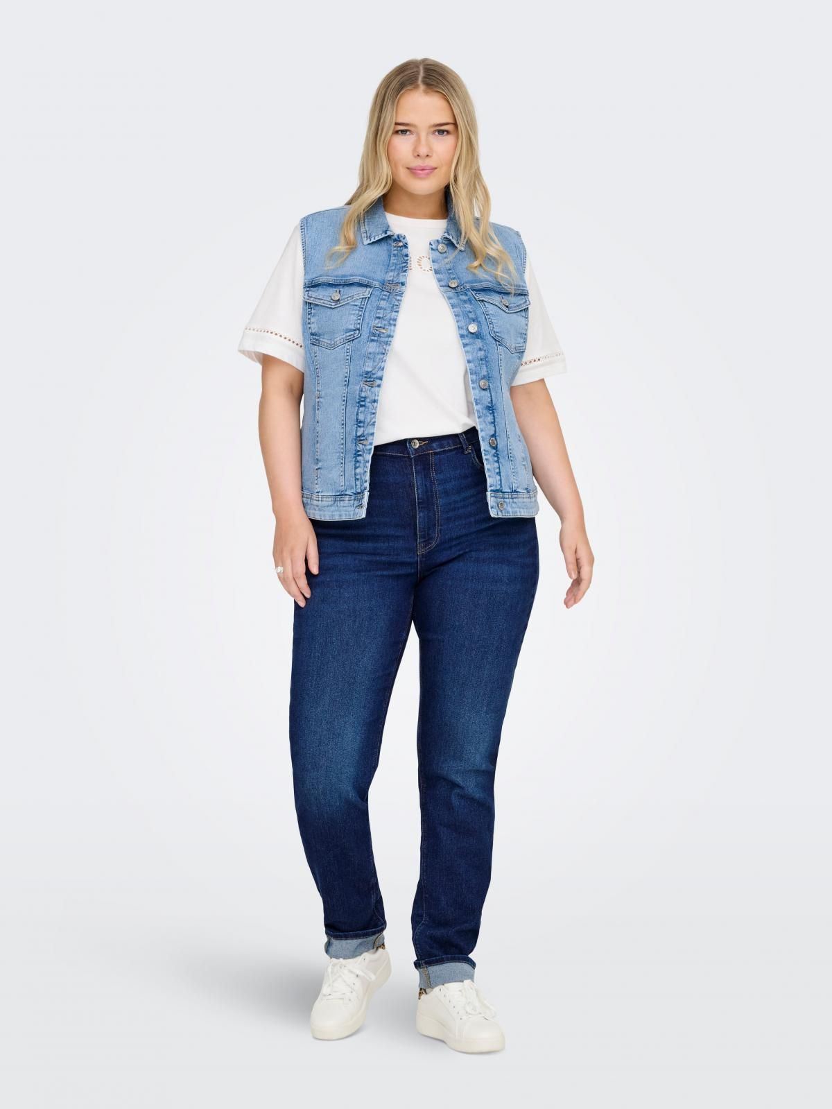 온리 빅사이즈 트렌디 데님 베스트 15290733_2116 BLUE / LIGHT BLUE DENIM - 상세 이미지 5