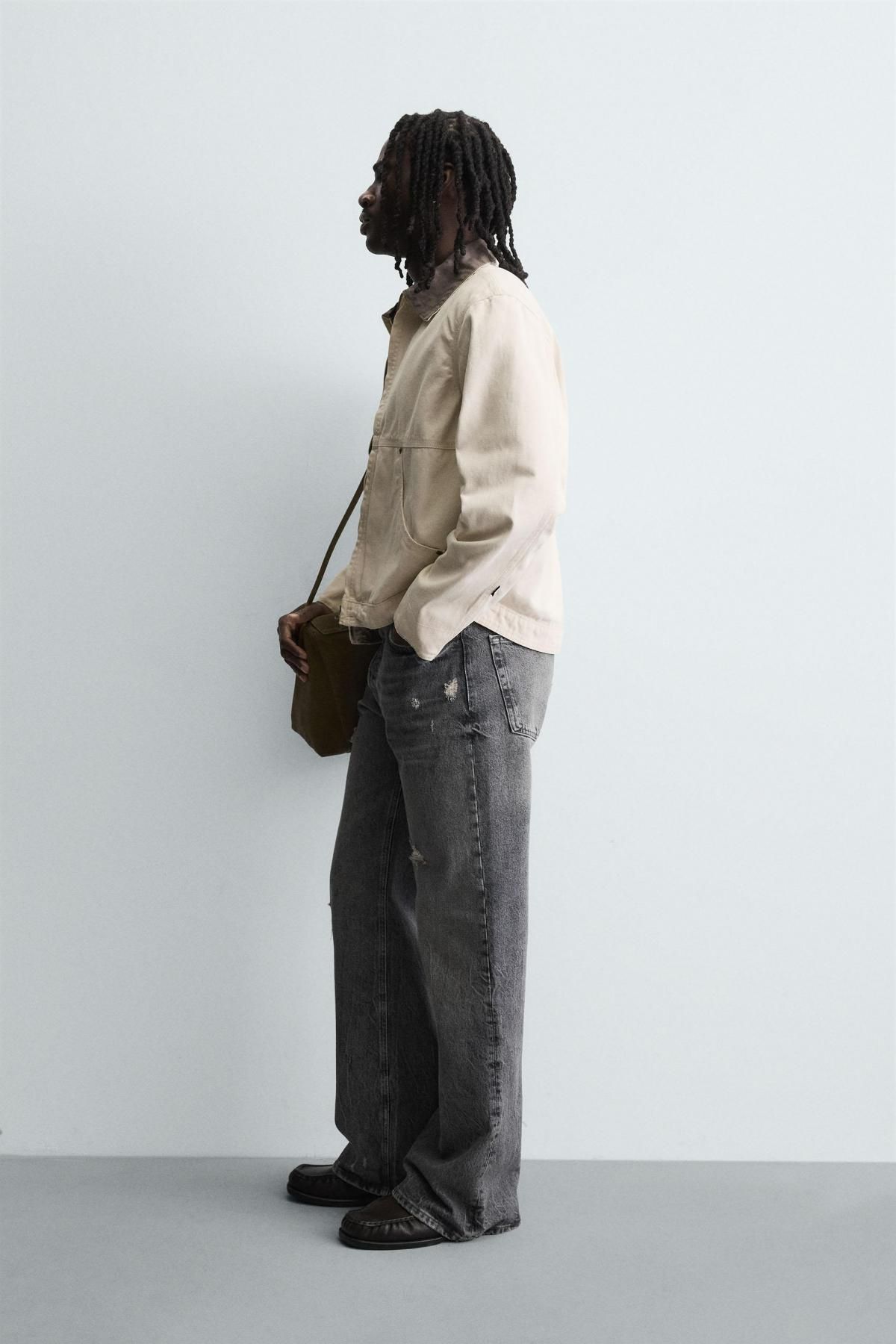 자라 테크니컬 배색 카라 크롭 재킷 4470/321 OYSTER-WHITE - 상세 이미지 5