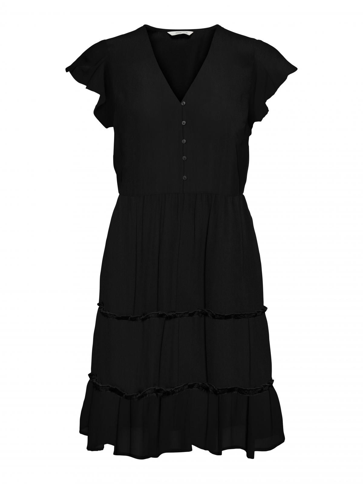 온리 프릴 브이넥 미니 원피스 블랙 15272750_2161 BLACK / BLACK - 상세 이미지 3