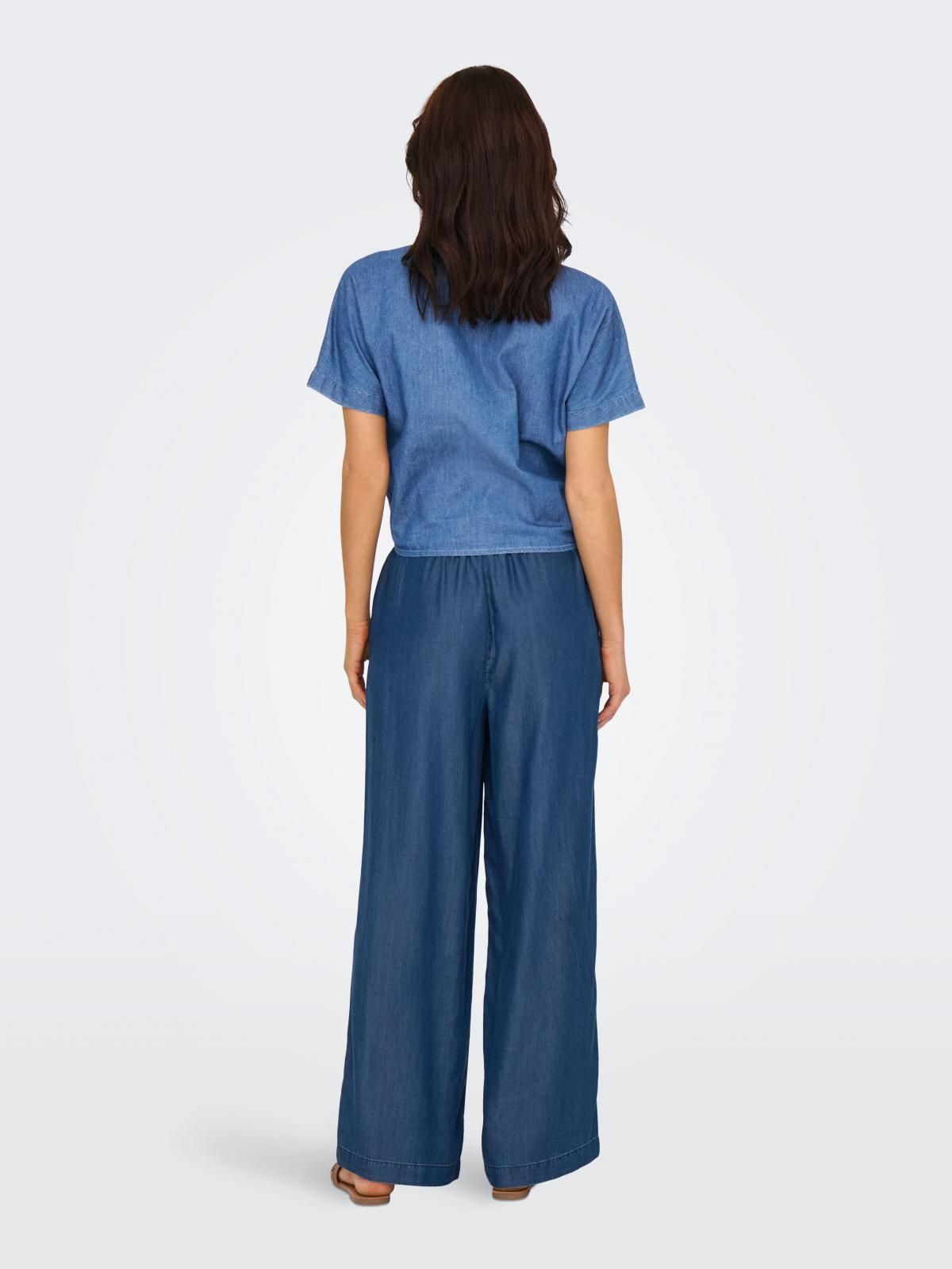 온리 테크니컬 데님 매듭 반팔 셔츠 15348893_2115 BLUE / MEDIUM BLUE DENIM - 상세 이미지 2