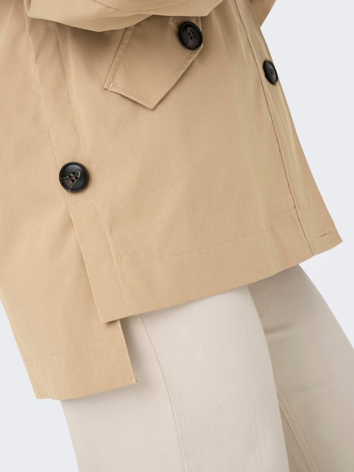 온리 테크니컬 베이지 하이넥 버튼 재킷 15354447_240 BROWN / TANNIN 이미지 7