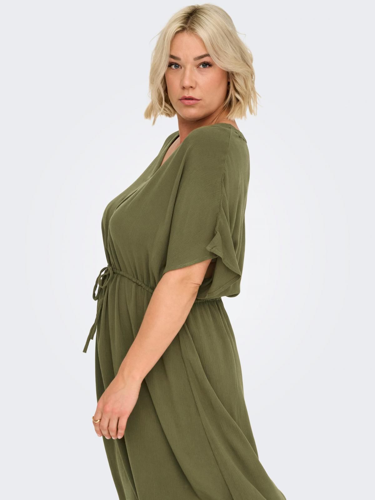 온리 빅사이즈 브이넥 스트링 미디 원피스 15349312_4263 GREEN / KALAMATA 이미지 6