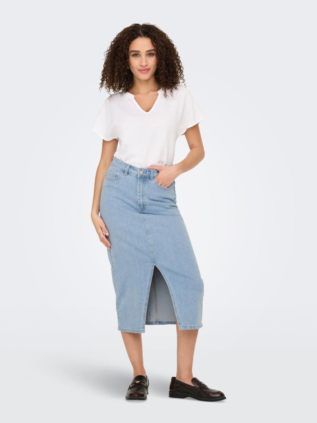 제이디와이 트렌디 데님 미디 스커트 슬릿 15348142_2116 BLUE / LIGHT BLUE DENIM - 상세 이미지 5