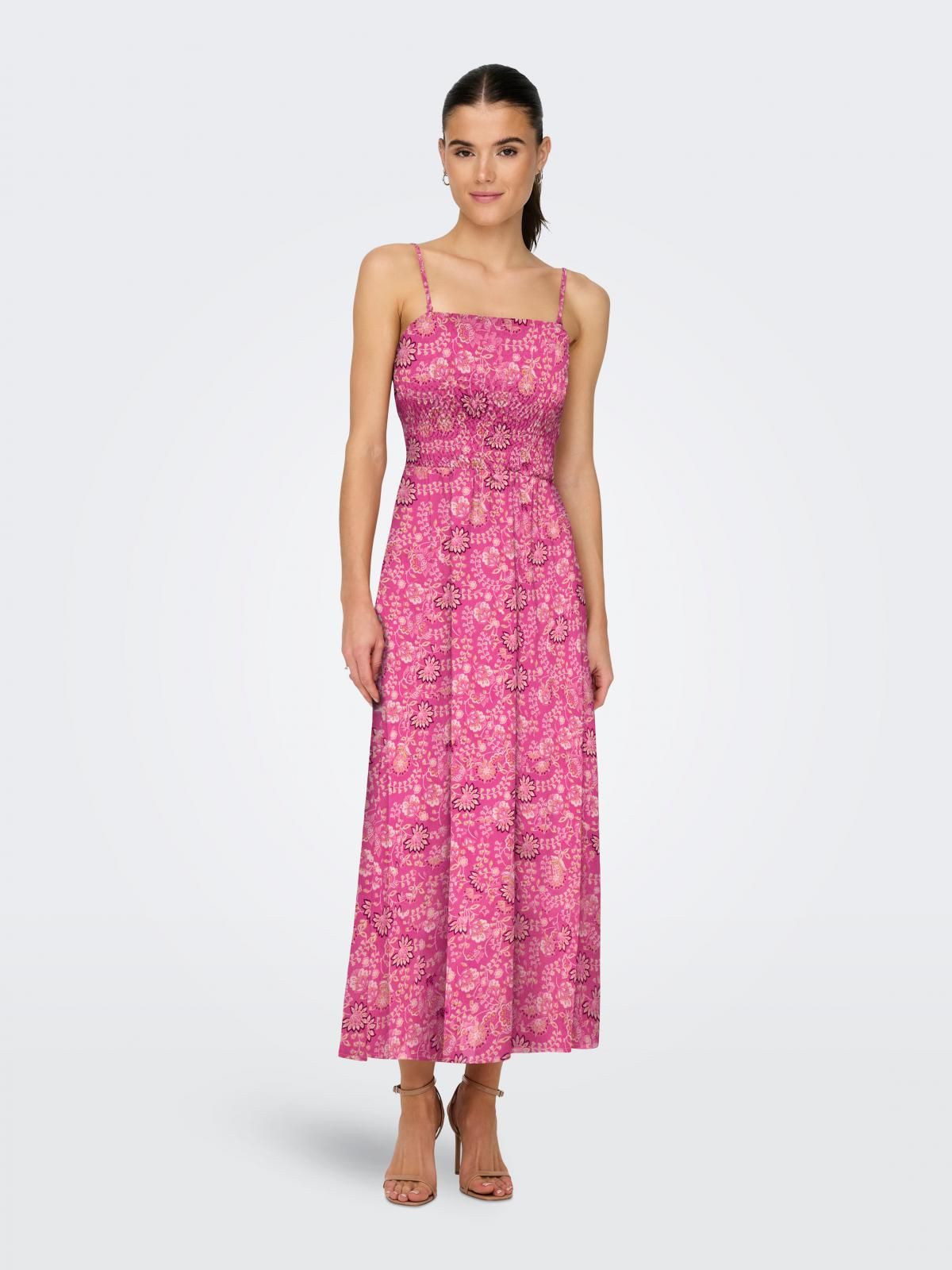 온리 스트랩 스모크 디테일 롱 원피스 15325511_8904_1199921 ROSE / FUCHSIA FEDORA - 상품 이미지