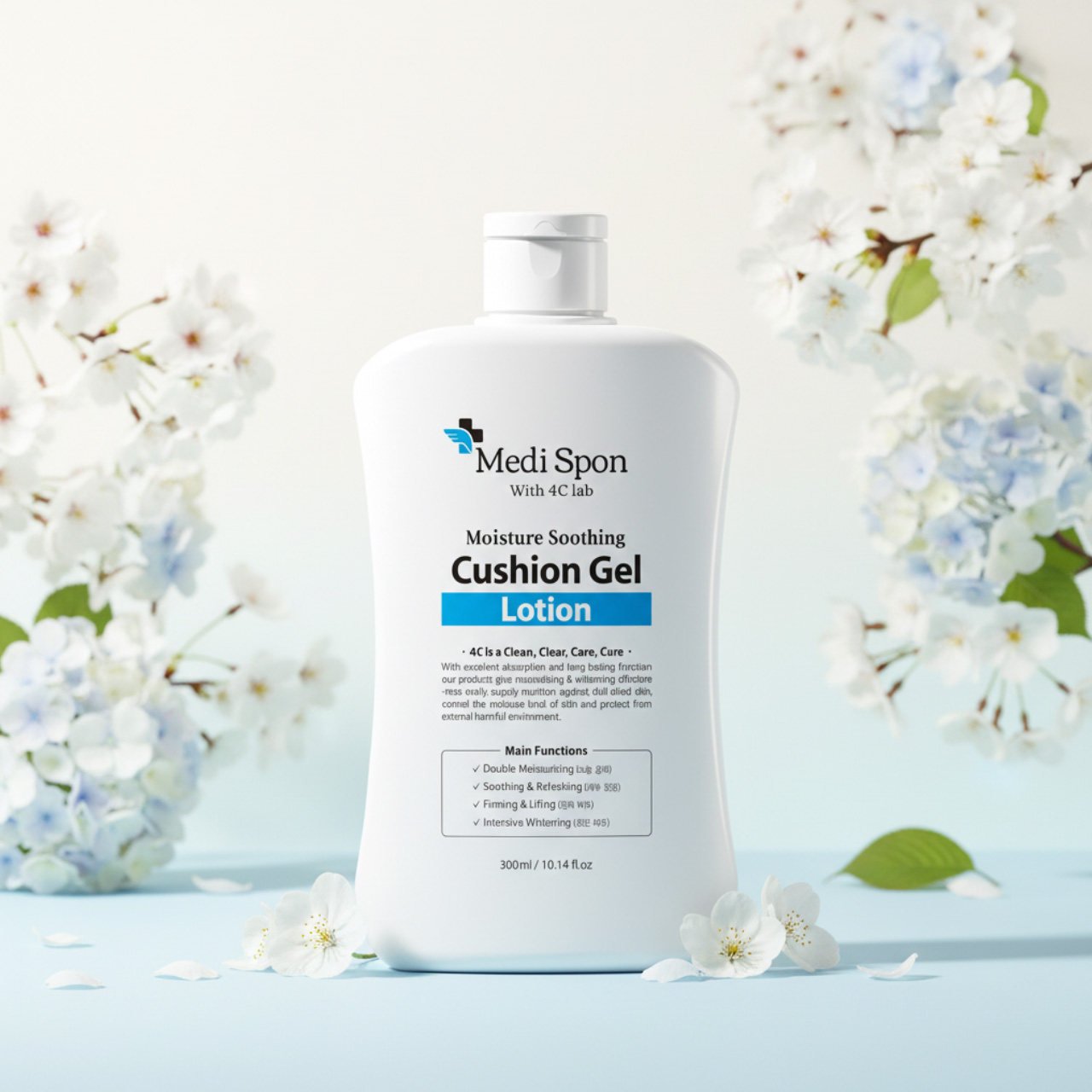 1+1 메디스폰 모이스처 수딩 쿠션 젤 로션-수분 진정,피부 자극테스트완료,300ml - 상세 이미지 2